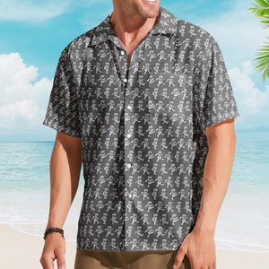 Grateful Dead Dancing Bears Retro Grey Monogram Summer Hawaiian Shirt Retro Music Album Art Inspired Shirt
