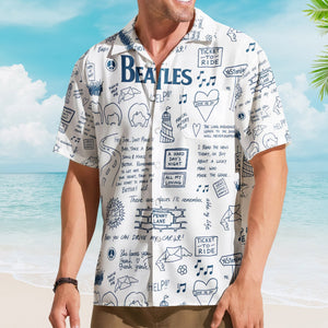 The Beatles Lyrics & Memories All-Over Print Hawaiian Shirt Retro Music Album Art Inspired Unisex Shirt