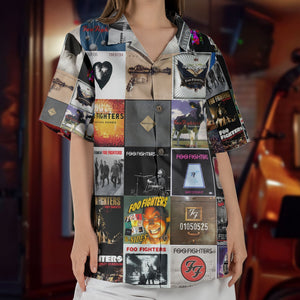 Foo Fighters Hawaiian Shirt Album Cover Collage Alternative Rock Summer Button Up