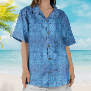 Viola Lee Blues Skull & Roses Woodcut Grateful Dead Hawaiian Shirt Retro Music Album Art Inspired Shirt