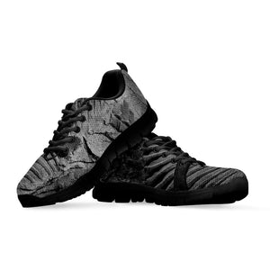 Monochrome Dinosaur Fossil Print Black Running Shoes