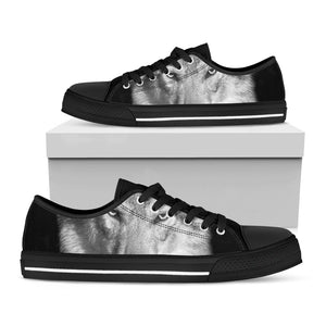 Monochrome Wolf Print Black Low Top Sneakers