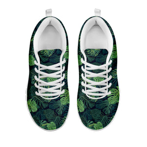 Monstera Palm Leaves Pattern Print White Running Shoes