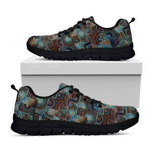 Mosaic Patchwork Pattern Print Black Running Shoes