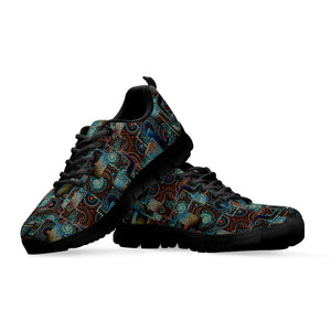 Mosaic Patchwork Pattern Print Black Running Shoes