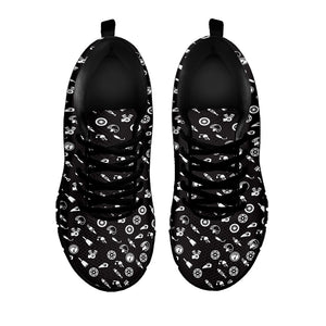 Motorcycle Parts Pattern Print Black Running Shoes