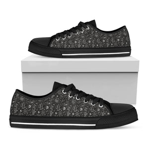 Motorcycle Words Pattern Print Black Low Top Sneakers