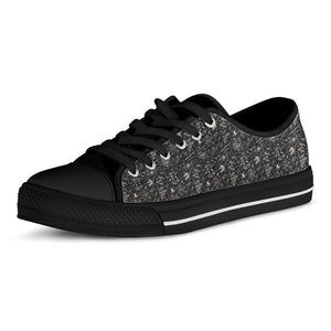 Motorcycle Words Pattern Print Black Low Top Sneakers