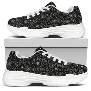 Motorcycle Words Pattern Print White Chunky Shoes