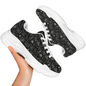 Motorcycle Words Pattern Print White Chunky Shoes