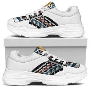 Native American Eagle Totem Print White Chunky Shoes