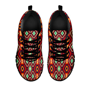 Native American Geometric Pattern Print Black Running Shoes