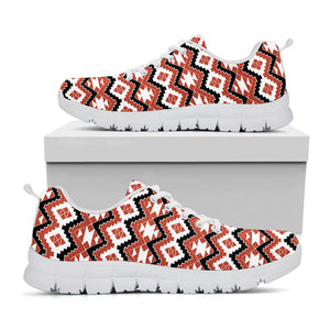 Native American Indian Pattern Print White Running Shoes