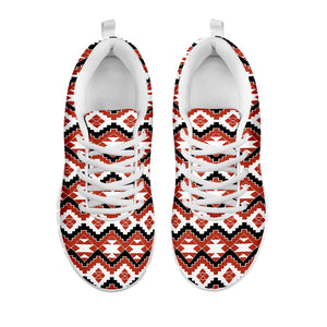 Native American Indian Pattern Print White Running Shoes