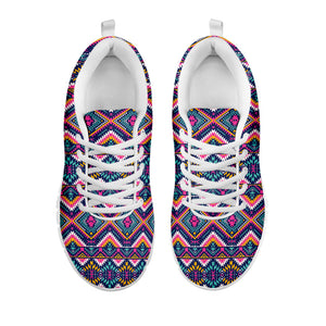 Native American Navajo Tribal Print White Running Shoes