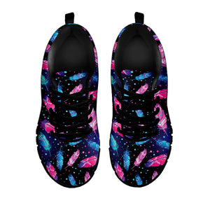 Native Feather Pattern Print Black Running Shoes