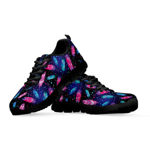 Native Feather Pattern Print Black Running Shoes