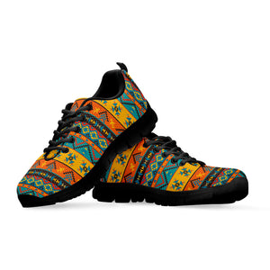 Native Indian Inspired Pattern Print Black Running Shoes