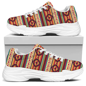 Native Inspired Pattern Print White Chunky Shoes