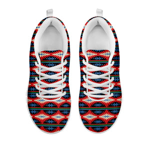 Native Navajo Pattern Print White Running Shoes