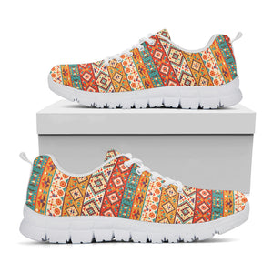 Navajo Native Pattern Print White Running Shoes