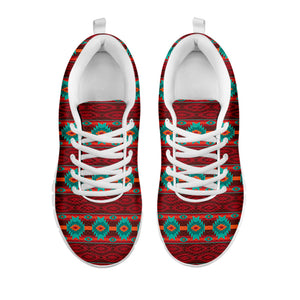Native Southwestern Pattern Print White Running Shoes