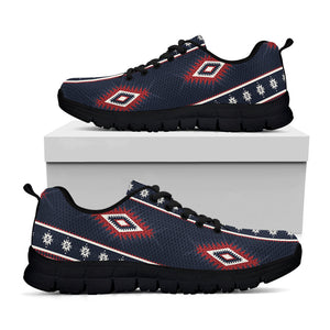Native Tribal Navajo Pattern Print Black Running Shoes