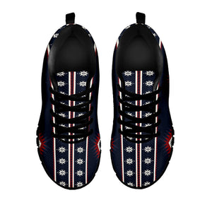 Native Tribal Navajo Pattern Print Black Running Shoes