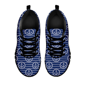 Nautical Anchor Pattern Print Black Running Shoes