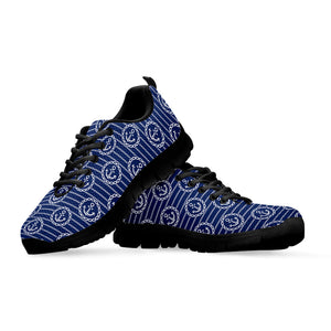 Nautical Anchor Pattern Print Black Running Shoes