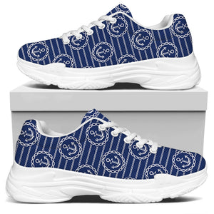 Nautical Anchor Pattern Print White Chunky Shoes