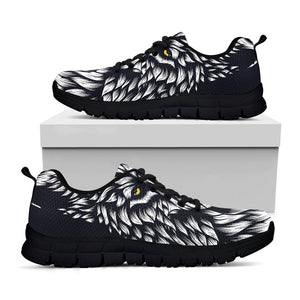 Navy And White Wolf Print Black Running Shoes