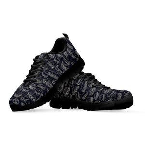 Navy Doodle Sandwich Pattern Print Black Running Shoes