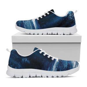 Night Forest And Moonlight Print White Running Shoes