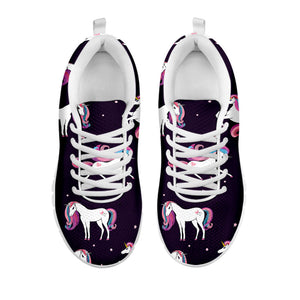 Night Girly Unicorn Pattern Print White Running Shoes