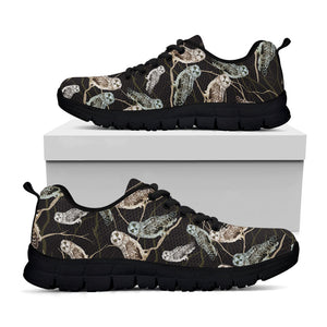 Night Owl Pattern Print Black Running Shoes