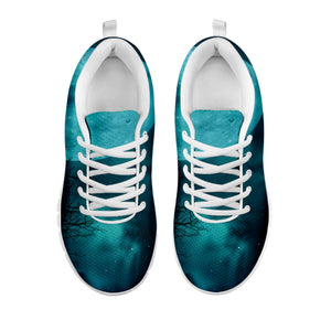 Night Sky And Full Moon Print White Running Shoes