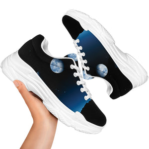 Night Sky And Moon Phase Print White Chunky Shoes