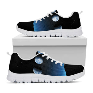 Night Sky And Moon Phase Print White Running Shoes