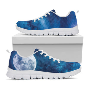 Night Sky And Moonlight Print White Running Shoes