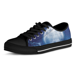 Night Sky Full Moon Print Black Low Top Sneakers