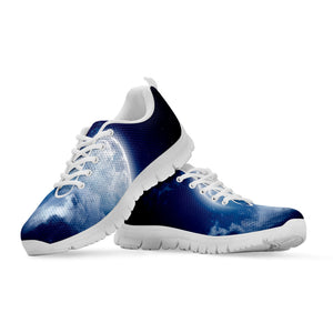 Night Sky Full Moon Print White Running Shoes