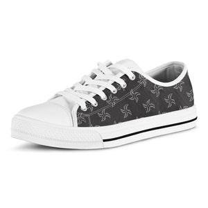 Ninja Shuriken Pattern Print White Low Top Sneakers