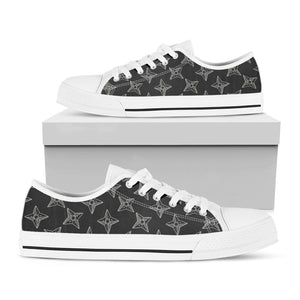 Ninja Weapon Pattern Print White Low Top Sneakers
