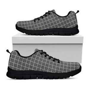 Noisy Windowpane Pattern Print Black Running Shoes