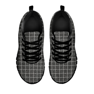 Noisy Windowpane Pattern Print Black Running Shoes
