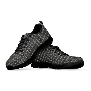 Noisy Windowpane Pattern Print Black Running Shoes