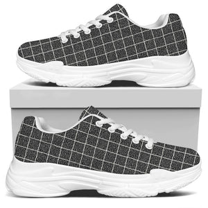 Noisy Windowpane Pattern Print White Chunky Shoes