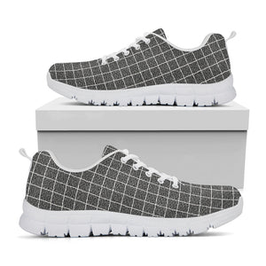 Noisy Windowpane Pattern Print White Running Shoes