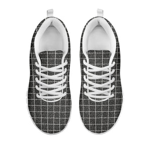 Noisy Windowpane Pattern Print White Running Shoes